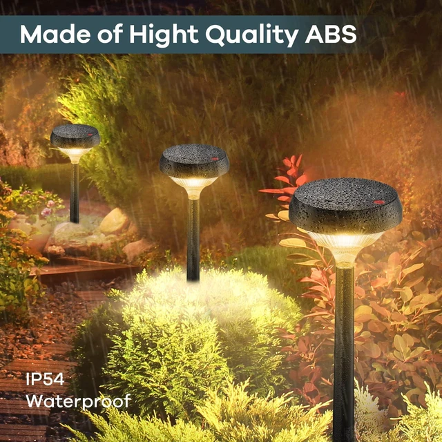 Alt view image 6 of 7 - Solar Lights Outdoor 8 Pack, Solar Pathway Lights Warm White Landscape Path Lights,IP65 Waterproof Solar Lights for Walkway Yard Garden Driveway