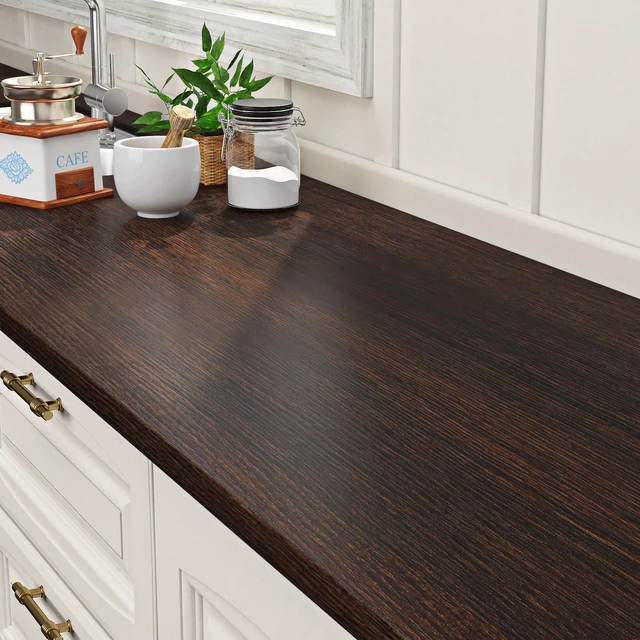 Main image of Walnut Wood Contact Paper Peel and Stick Counter Top Wallpaper 30" x 197", Large Waterproof Dark Brown Wood Grain Contact Paper For Kitchen Cabinets Counter Top Vinyl Wrap Table Desk Shelf