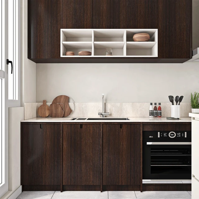 Alt view image 2 of 7 - Walnut Wood Contact Paper Peel and Stick Counter Top Wallpaper 30" x 197", Large Waterproof Dark Brown Wood Grain Contact Paper For Kitchen Cabinets Counter Top Vinyl Wrap Table Desk Shelf