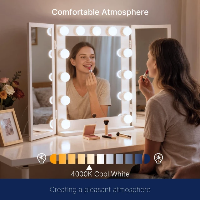Alt view image 6 of 7 - 4000K Cool White LED Candelabra Bulbs 60W Equivalent, G16 1/2 Dimmable LED E12 Globe Vanity Light Bulbs, 550LM, CRI90, 5.5W, AC 120V, 24 Pack