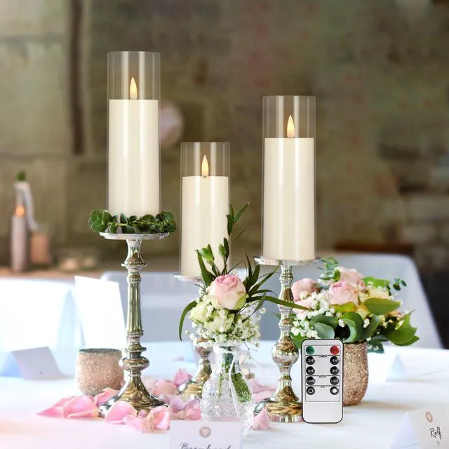 Alt view image 5 of 7 - Flickering Flameless Candles Battery Operated with Remote and 2/4/6/8 H Timer Plexiglass LED Pillar Candles with Realistic Moving Wick for Home Decor Pack of 48 (D2.2 xH 5" 6" 7") (Ivory)