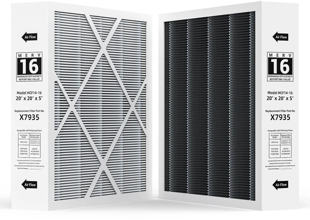 Main image of 2-pack X7935 20x20x5 MERV 16 Air Filter, Compatible with Lennox X7935 Healthy Climate Carbon-Clean MERV 16Home Furnace Filter Filter HVAC System, Part # HCC14-23