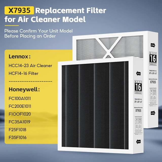 Alt view image 2 of 7 - 2-pack X7935 20x20x5 MERV 16 Air Filter, Compatible with Lennox X7935 Healthy Climate Carbon-Clean MERV 16Home Furnace Filter Filter HVAC System, Part # HCC14-23