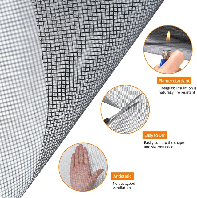 Alt view image 3 of 7 - Fiberglass Window Screen Roll 48 x 100 Easy to Use Grey Replacement Window Screens for House Windows or Door
