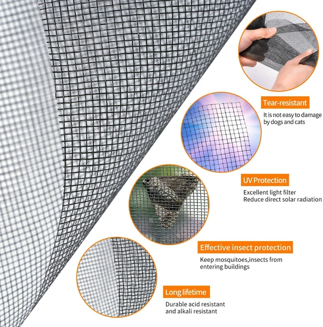 Alt view image 4 of 7 - Fiberglass Window Screen Roll 48 x 100 Easy to Use Grey Replacement Window Screens for House Windows or Door