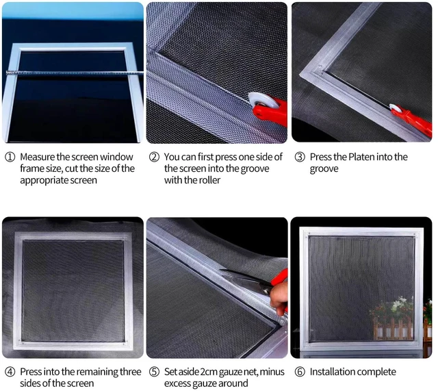 Alt view image 7 of 7 - Fiberglass Window Screen Roll 48 x 100 Easy to Use Grey Replacement Window Screens for House Windows or Door