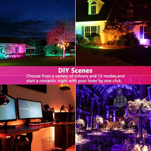 Alt view image 5 of 7 - Led Flood Light 30W, 300W Equivalent 3000 LM Outdoor Color Changing Lights 2700K & 16 Million Colors&Timing& Music Sync, Bluetooth RGBW Smart FloodlightsLed Stage LandscapeIP66 US 3-Plug (6 Pack)