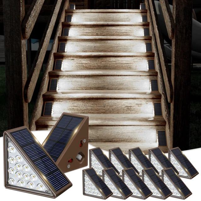 Main image of Solar Step Lights - 12 Pack, Waterproof IP67, Deck & Staircase Lights, Patio & Front Step (Cool Brown)