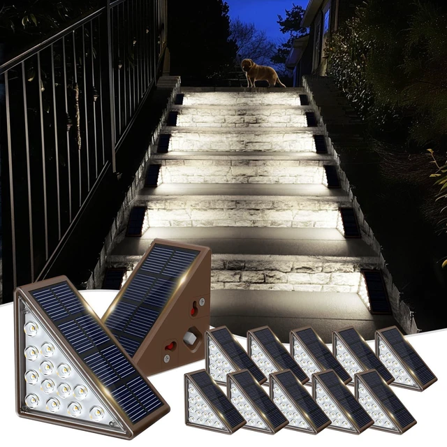 Alt view image 7 of 7 - Solar Step Lights - 12 Pack, Waterproof IP67, Deck & Staircase Lights, Patio & Front Step (Cool Brown)