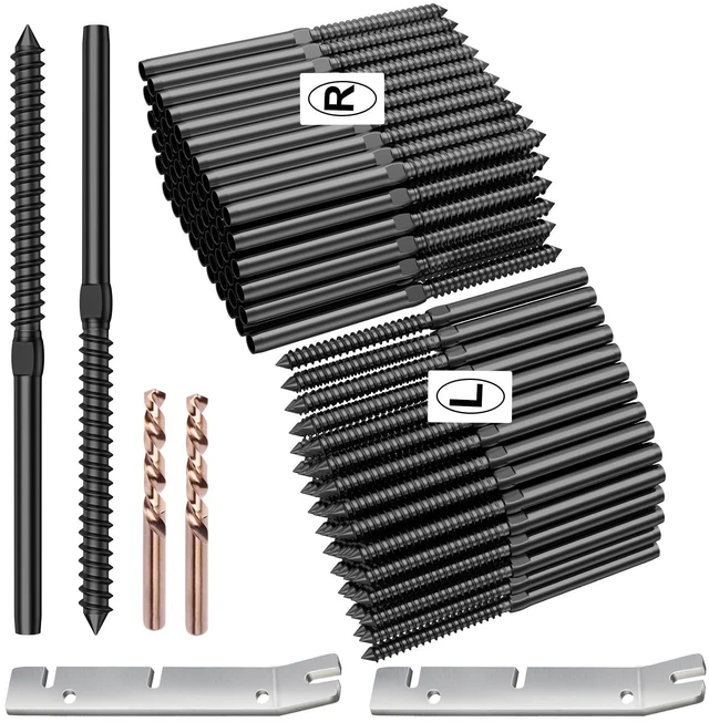 Main image of 100 Pack 1/8" Black Cable Railing Kit Left &Right Swage Lag Screws For Wood Posts, 1/8" T316 Stainless Steel, Wire Railing Kit for Decks with Wrench, Deck Stair Black Cable Railing Hardware