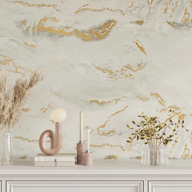 Alt view image 5 of 7 - Luxurious Matte Marble Countertop Contact Paper Waterproof Counter Top Peel and Stick Beige Gold Marble Contact Paper for Countertops 24''x354'' Self Adhesive Countertop Wallpaper for Kitchen