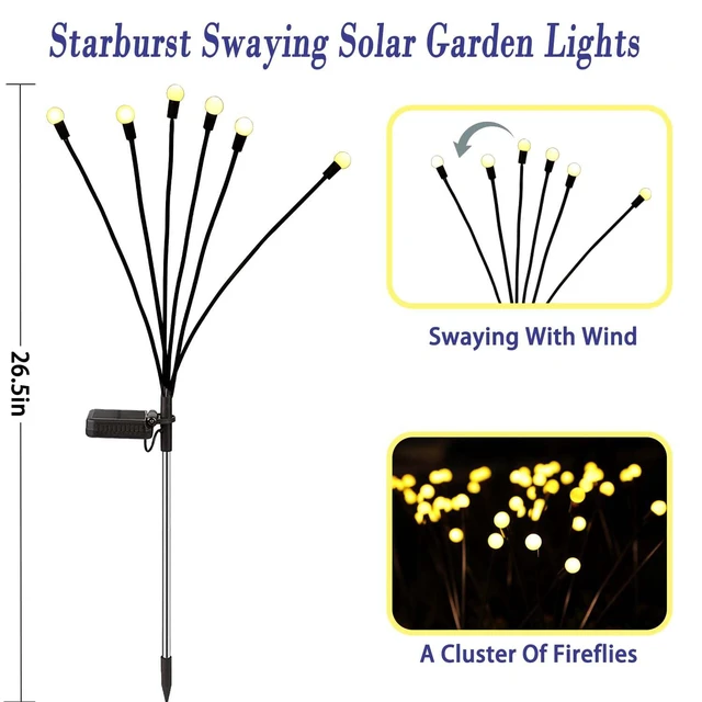 Alt view image 3 of 7 - Solar Garden Lights Outdoor Waterproof, Swaying Firefly Light, Garden Decor 10 Pack Solar Firefly Lights, Auto On/Off Decor for Yard, Patio, Pathway and Lawn, Gifts for Women, Christmas Decor