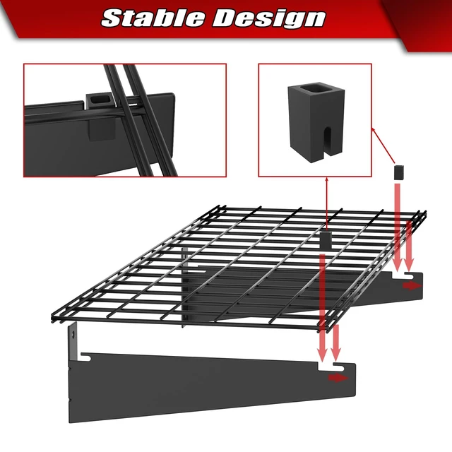 Alt view image 5 of 7 - 2-Pack Wall Mount Shelves, 45x15 in Wall Mounted Storage Shelves Heavy Duty, for Garage, Wall Floating Shelf, Holds up to 220 lbs, Black
