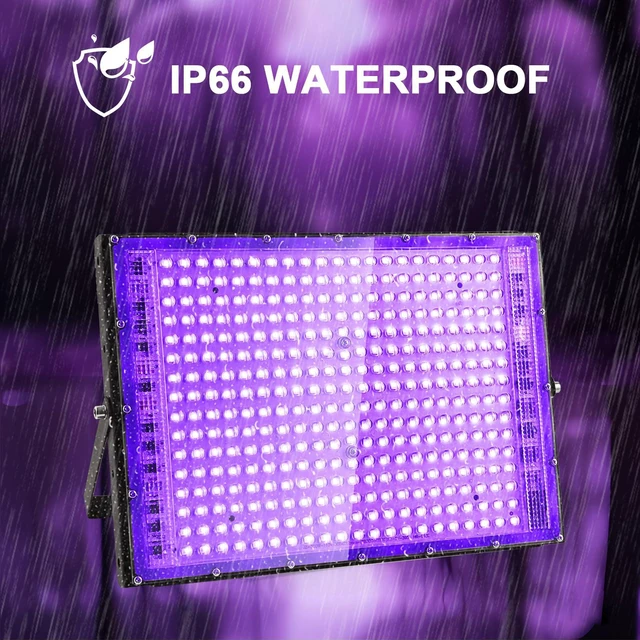Alt view image 2 of 7 - 2 Pack 300W Black Lights, Blacklight Flood Light with Plug and Switch,for Glow Party, Black Light Party, Halloween, Body Paint, Neon Glow, Fluorescent Poster, Stage Lighting