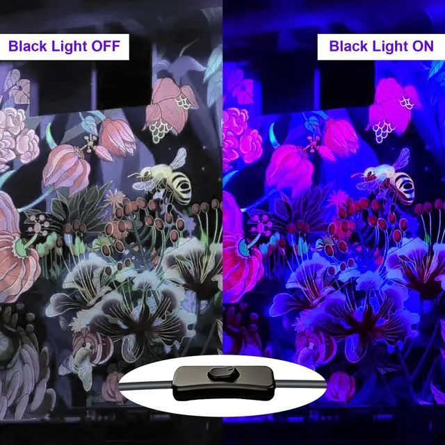 Alt view image 5 of 7 - 2 Pack 300W Black Lights, Blacklight Flood Light with Plug and Switch,for Glow Party, Black Light Party, Halloween, Body Paint, Neon Glow, Fluorescent Poster, Stage Lighting