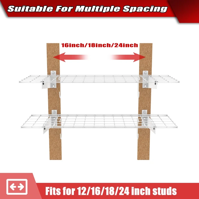 Alt view image 4 of 7 - 2-Pack Garage Wall Shelves, 45x15 in Wall Mounted Storage Shelf for Garage, Heavy Duty, Wall Floating Shelf, Holds up to 220 lbs, White