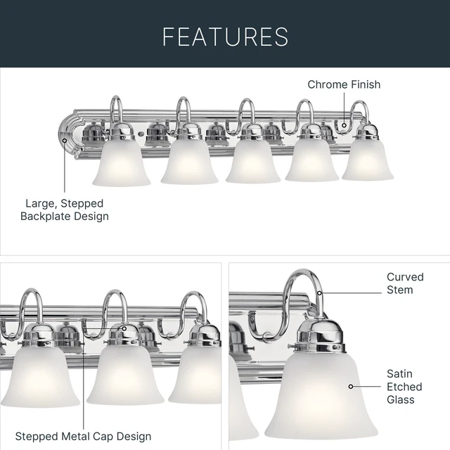 Alt view image 3 of 7 - 5-Light Bathroom Vanity Light, Tannery Bronze Traditional vanity light with satin etched glass for bathroom mirrors (36" x 8" x 8"), 5339CHS
