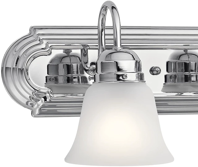 Alt view image 6 of 7 - 5-Light Bathroom Vanity Light, Tannery Bronze Traditional vanity light with satin etched glass for bathroom mirrors (36" x 8" x 8"), 5339CHS