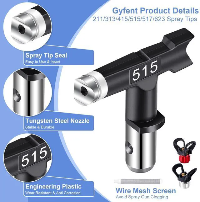 Alt view image 4 of 7 - 22Pcs Airless Paint Sprayer Gun Kit & 50Ft x 1/4 NPT Hose, 3600PSI with 6 Reversible Spray Tips, 4 Extension Wands, 6Pcs Filters & Guide Tool, Spray Gun for Painting Fits Most Sprayers