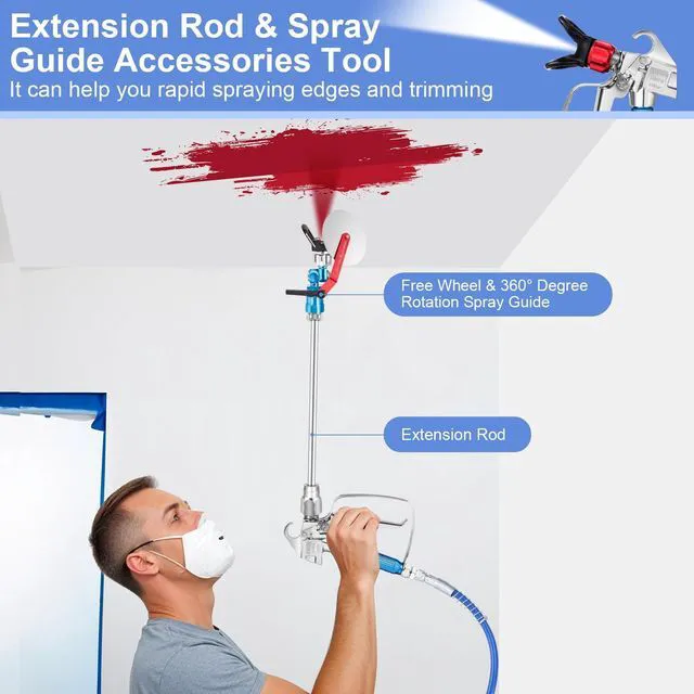 Alt view image 6 of 7 - 22Pcs Airless Paint Sprayer Gun Kit & 50Ft x 1/4 NPT Hose, 3600PSI with 6 Reversible Spray Tips, 4 Extension Wands, 6Pcs Filters & Guide Tool, Spray Gun for Painting Fits Most Sprayers