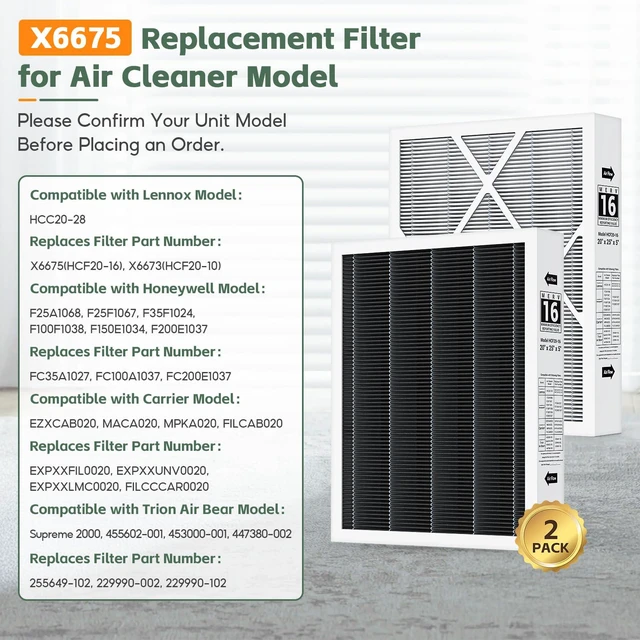 Alt view image 2 of 7 - 2 Pack 6675 20x25x5 MERV 16 Air Filter Compatible with 20x25x5 Healthy Climate Carbon-Clean 6675 MERV 16 Filter for HVAC System, Replaces Part # HCF20-16, HCF20-10