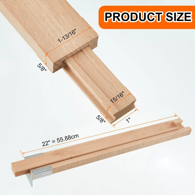 Alt view image 2 of 7 - 16 Pcs Wooden Drawer Slide, 15.8 Inch Wood Bottom Mount Guide Track Wooden Drawer Slides, Center Guide Track with Metal Slide Glides, Classic Drawer Rails, Ideal for Dresser Furniture Repair