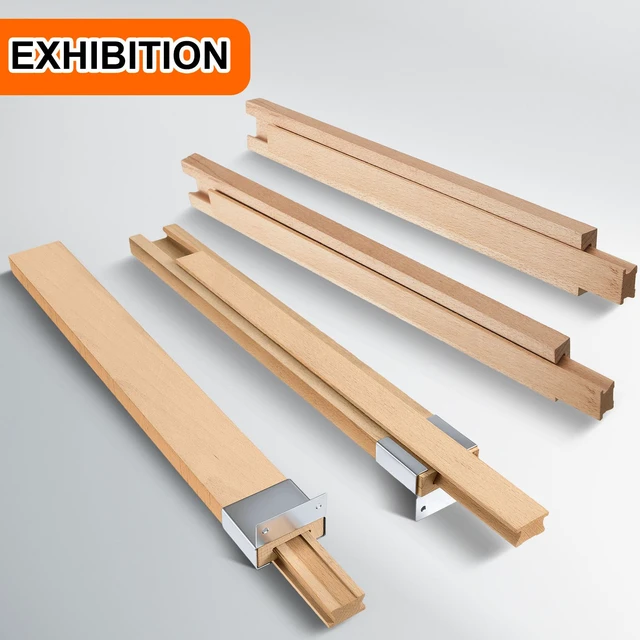 Alt view image 5 of 7 - 16 Pcs Wooden Drawer Slide, 15.8 Inch Wood Bottom Mount Guide Track Wooden Drawer Slides, Center Guide Track with Metal Slide Glides, Classic Drawer Rails, Ideal for Dresser Furniture Repair