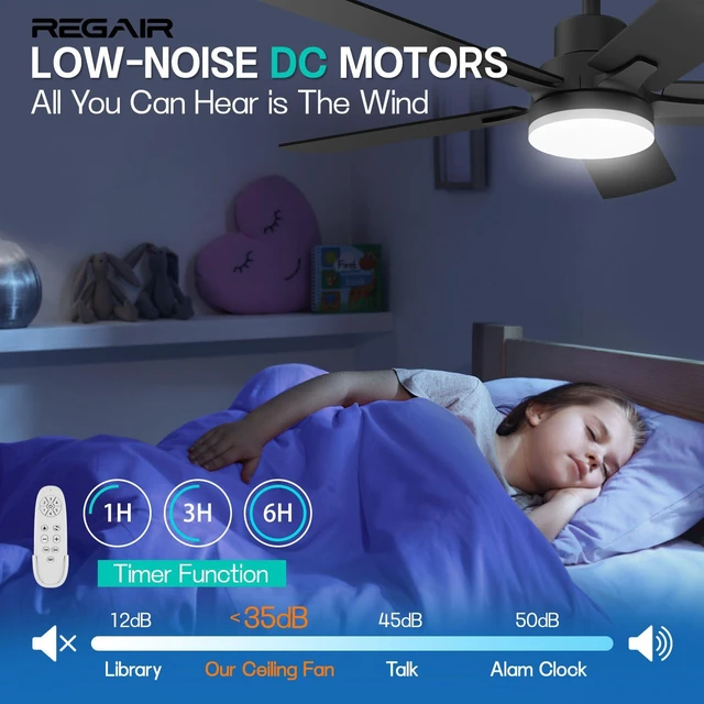 Alt view image 5 of 7 - Ceiling Fan With Light 42-Inch, Remote Control Reversible DC Motors, 3CCT Dimmable Timer Noiseless, White Ceiling Fan for Bedroom Living Room, Indoor&Outdoor ETL Listed