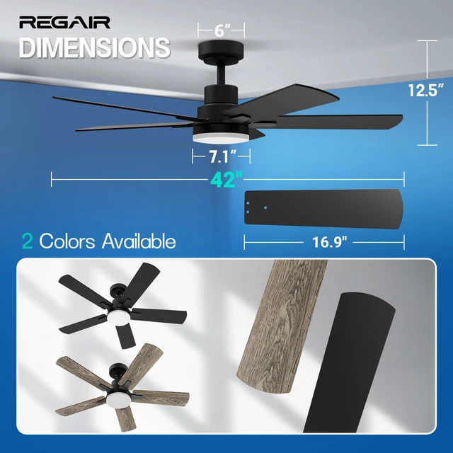 Alt view image 6 of 7 - Ceiling Fan With Light 42-Inch, Remote Control Reversible DC Motors, 3CCT Dimmable Timer Noiseless, White Ceiling Fan for Bedroom Living Room, Indoor&Outdoor ETL Listed