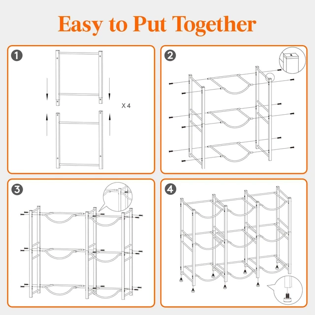 Alt view image 5 of 7 - 5 Gallon Water Jug Holder, 3 Tier Heavy Duty Water Dispenser Stand 9 Slots Water Bottle Storage Rack for Gallon Jugs, 126 lb Capacity Detachable Water Shelf Organizer for Home, Office, Black