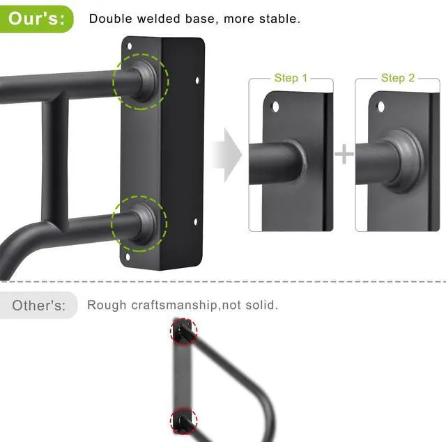 Alt view image 4 of 7 - Heavy Duty Wall Mount Handrails for Indoor Outdoor 1-3 Steps 1 Set U-Shape Non-Slip Grab Bars, Stable Safety Railings, Left+Right Handed Design, Ideal for Porch, Garage, Garden Stair