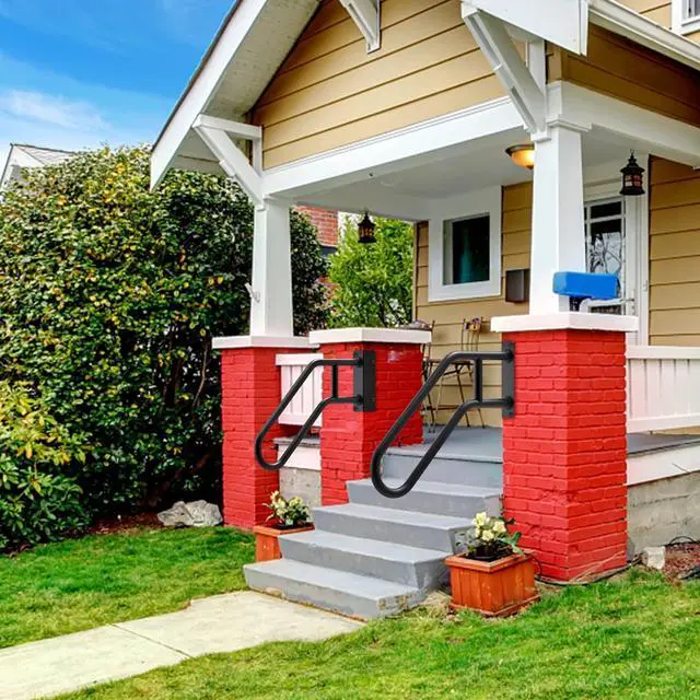 Alt view image 7 of 7 - Heavy Duty Wall Mount Handrails for Indoor Outdoor 1-3 Steps 1 Set U-Shape Non-Slip Grab Bars, Stable Safety Railings, Left+Right Handed Design, Ideal for Porch, Garage, Garden Stair