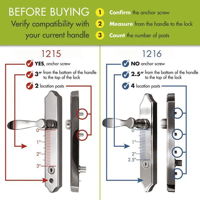 Alt view image 3 of 5 - ML Storm Door Lever Handle Key Deadbolt 2 Post, Satin Nickel