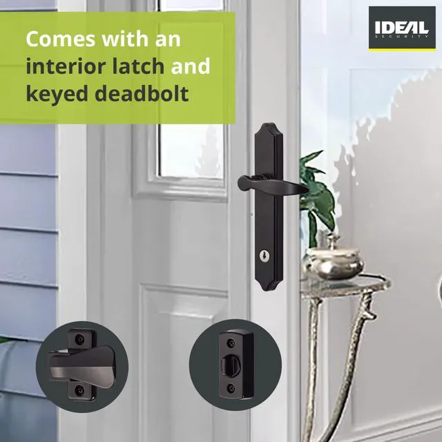 Alt view image 7 of 7 - 1216 Surface Mount Storm Door Handle with Lock and Key for 1 1 ½ inches Thick Doors (Satin Silver, 4-Posts)