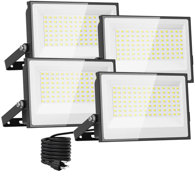Main image of 120W Flood Lights Outdoor, 12000lm Bright LED Work Light with Plug,Daylight White LED Flood Lighting, IP66 Waterproof Security Yard Lights for Yard Garage Stadium 4 Pack