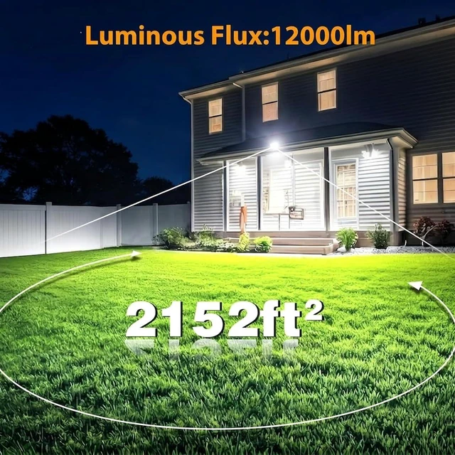Alt view image 2 of 6 - 120W Flood Lights Outdoor, 12000lm Bright LED Work Light with Plug,Daylight White LED Flood Lighting, IP66 Waterproof Security Yard Lights for Yard Garage Stadium 4 Pack