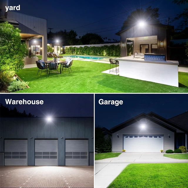 Alt view image 3 of 6 - 120W Flood Lights Outdoor, 12000lm Bright LED Work Light with Plug,Daylight White LED Flood Lighting, IP66 Waterproof Security Yard Lights for Yard Garage Stadium 4 Pack