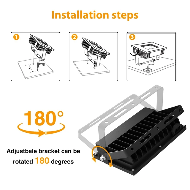 Alt view image 4 of 6 - 120W Flood Lights Outdoor, 12000lm Bright LED Work Light with Plug,Daylight White LED Flood Lighting, IP66 Waterproof Security Yard Lights for Yard Garage Stadium 4 Pack