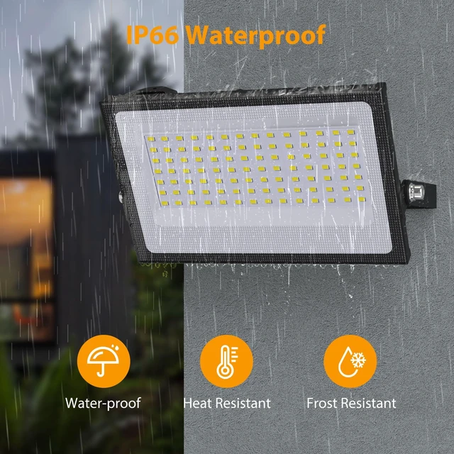 Alt view image 6 of 6 - 120W Flood Lights Outdoor, 12000lm Bright LED Work Light with Plug,Daylight White LED Flood Lighting, IP66 Waterproof Security Yard Lights for Yard Garage Stadium 4 Pack