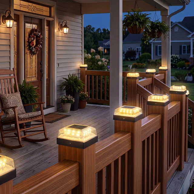 Alt view image 7 of 7 - Solar Post Cap Lights Outdoor for 16 Pack 3.5x3.5 & 4x4 in Posts Only