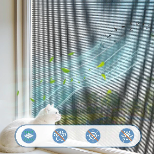 Alt view image 4 of 7 - Window Screen Replacement Mesh Roll, 36IN x 100FT Heavy Duty Polyester Mesh (82g/m²), UV-Resistant, Pet-Proof, Easy to Cut for Door Repair, Patio, Porch, Backyard, Garden
