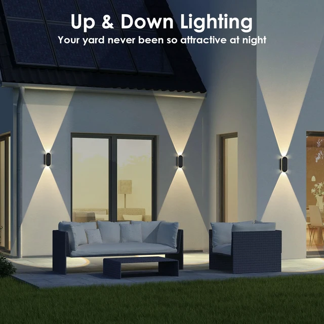 Alt view image 5 of 6 - Solar Fence Lights Outdoor 12Pack,IP65 Waterproof, Up & Down Lighting Solar Wall Light for Outside, Backyard, Patio, Deck, Stair Railings and Home Decor