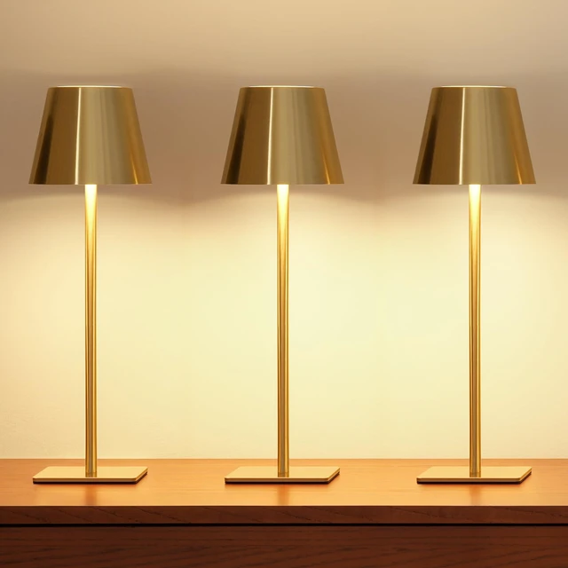 Main image of 6 Pack Cordless Table Lamp, Battery Operated Lamp - Portable Waterproof Rechargeable Table Lamp w/ 3 Color Temps & Stepless Dimming for Dinner, Desk, Cafe, Outdoor (Brushed Gold)