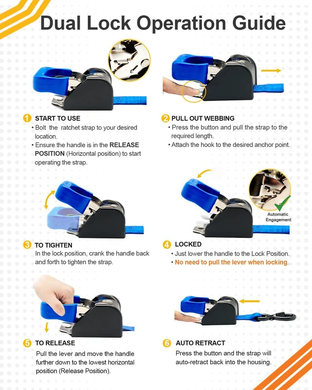 Alt view image 4 of 6 - 2PCS Retractable Ratchet Straps (1 7/8 in x 4 ft) Heavy Duty Transom Tie Downs for Boat, PWC Trailer - Extra Mounting Brackets & Bolt Set,Safety Latch S-Hook,Break Strength 2,600LBS/1,180KG