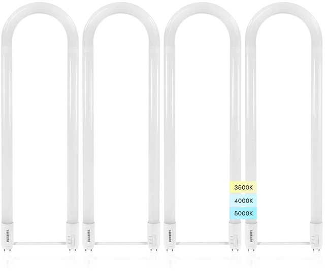 Main image of U Bend LED Tube Light, T8 T12, 17.5W (32W Equivalent), 3CCT, 4 Pack 3500K 4000K 5000K, 2100 Lumens, Fluorescent Light Tube Replacement, Direct or Ballast Bypass, UL Certified, G13 Base