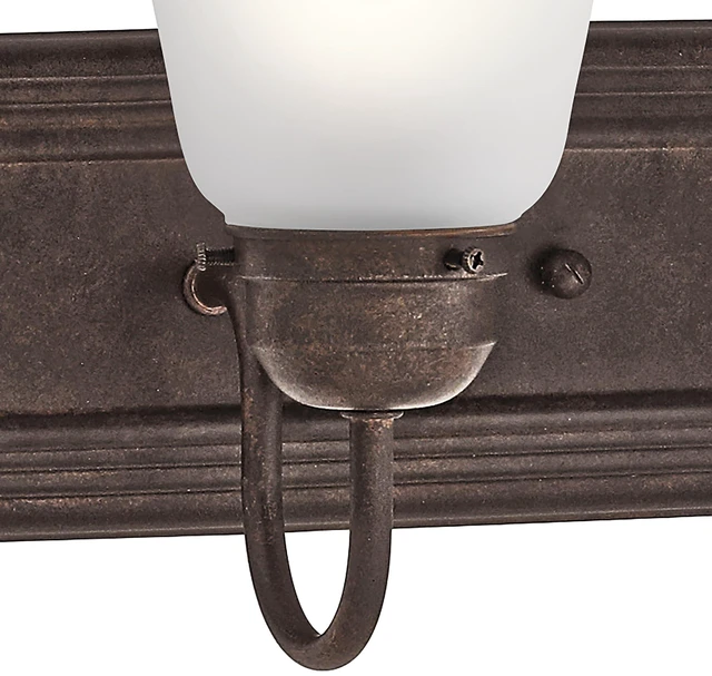 Alt view image 7 of 7 - 4-Light Bathroom Vanity Light, Tannery Bronze Traditional vanity light with satin etched glass for bathroom mirrors (30" x 8" x 8"), 5338TZS