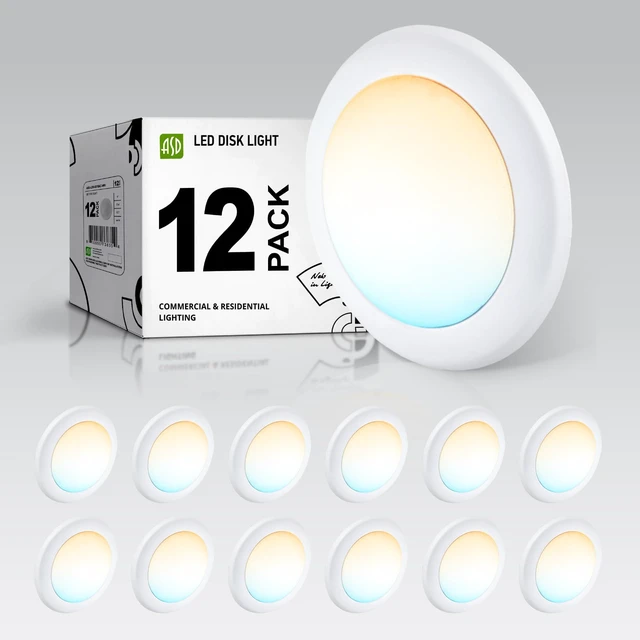 Main image of 12 Pack LED Disk Lights 6 Inch, 5CCT Flush Mount Ceiling Light Fixture 15W 2700K-5000K 1245LM Dimmable Surface Mount Disk Light, 6 Inch LED Ceiling Light, Low Profile Disc Lights, UL Energy Star