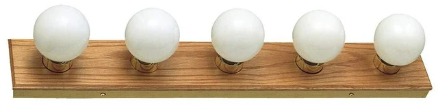 Alt view image 2 of 7 - 500215 5-Light Vanity Strip Light Contemporary Dimmable for Bathroom, Bedroom, Makeup Vanity, Honey Oak