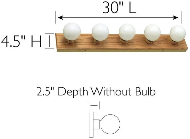 Alt view image 4 of 7 - 500215 5-Light Vanity Strip Light Contemporary Dimmable for Bathroom, Bedroom, Makeup Vanity, Honey Oak
