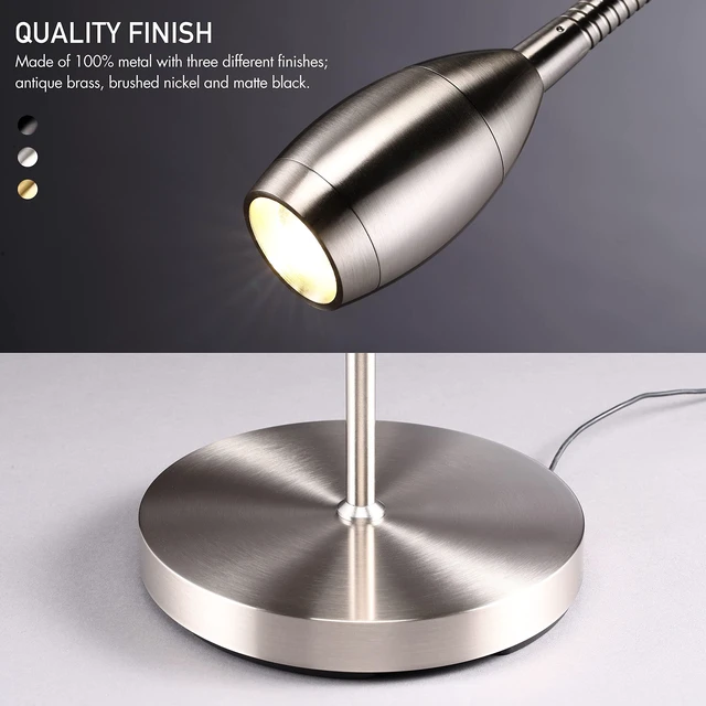 Alt view image 7 of 7 - OBright Ray Adjustable LED Beam Floor Lamp, Dimmable and Zoomable Spotlight, Flexible Gooseneck, Reading/Crafting Standing Lamp, Work Table Light, Brushed Nickel